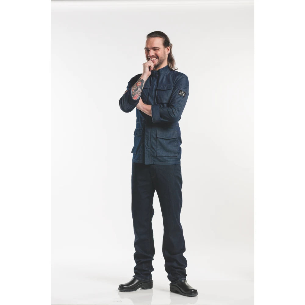Chaud Devant Koksbuis Parka Blue Denim Stretch Donkerblauw