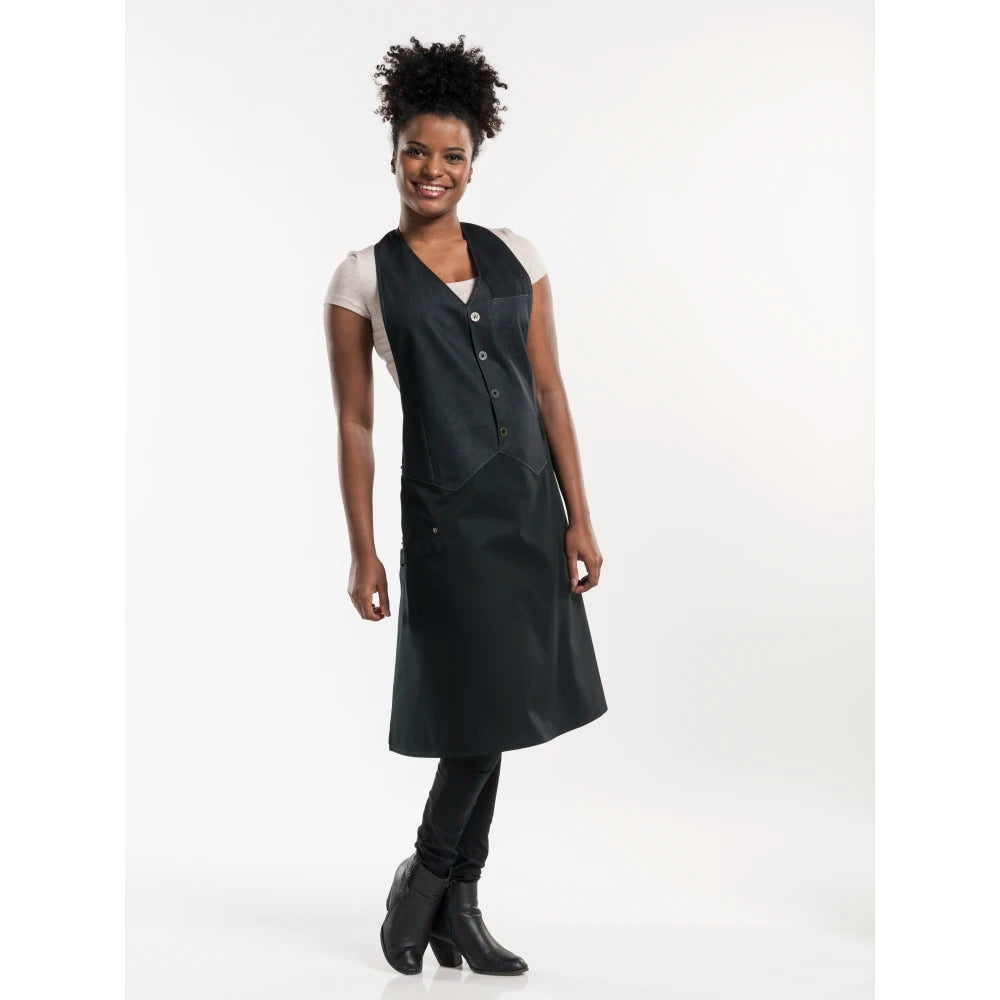 Chaud Devant Schort Barista Black Denim Zwart