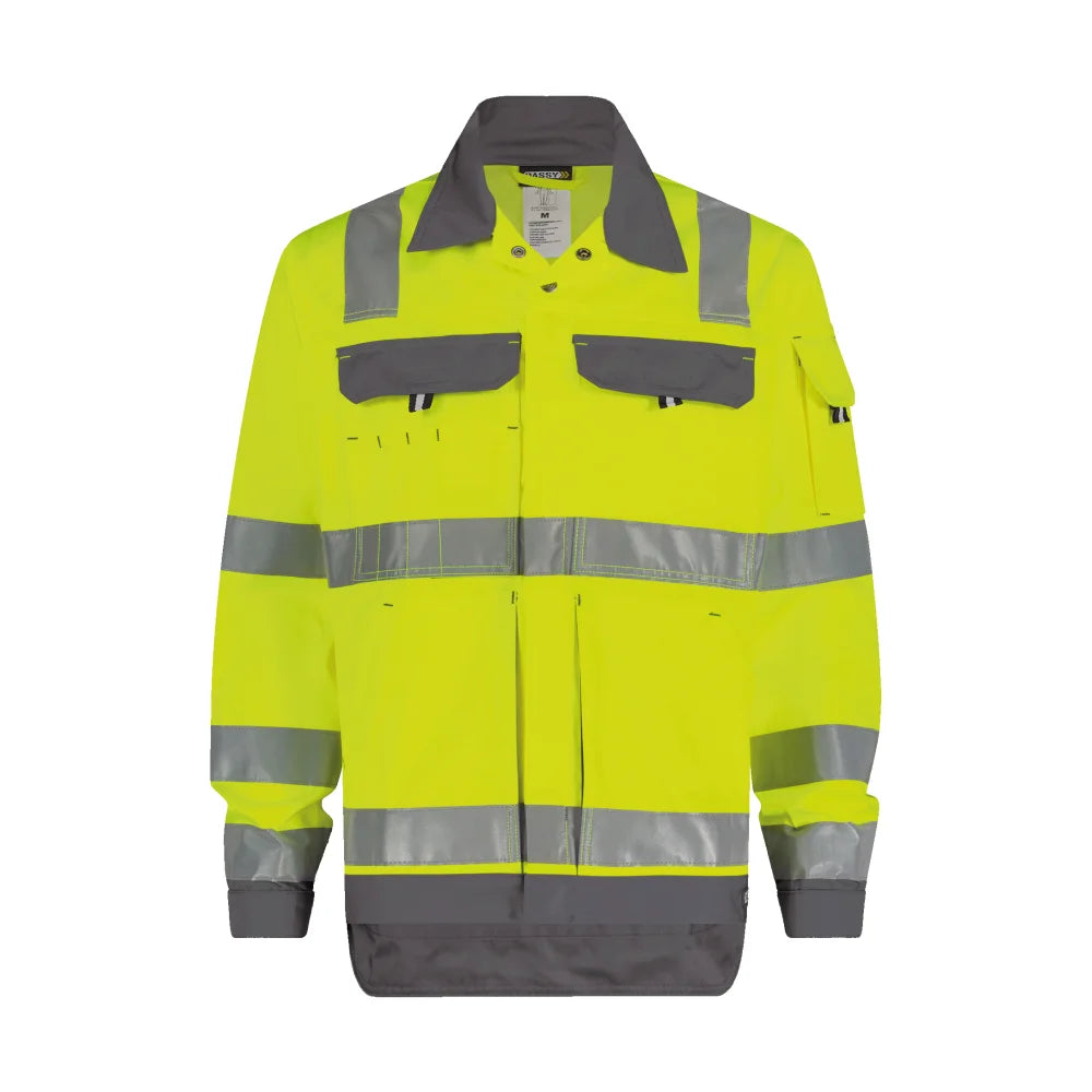 Dassy Dusseldorf Hogezichtbaarheidsvest 290 G/M² Fluogeel Cementgrijs