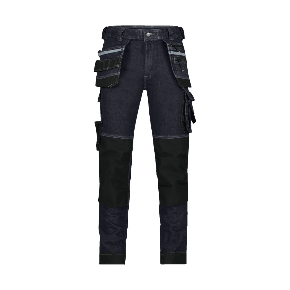 Dassy Melbourne Stretch Holsterzakkenjeans Met Kniezakken 320 G/M² Jeansblauw Zwart