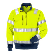 Fristads High Vis Sweatshirt Met Korte Rits Klasse 3 728 Shv High Vis Geel Marineblauw