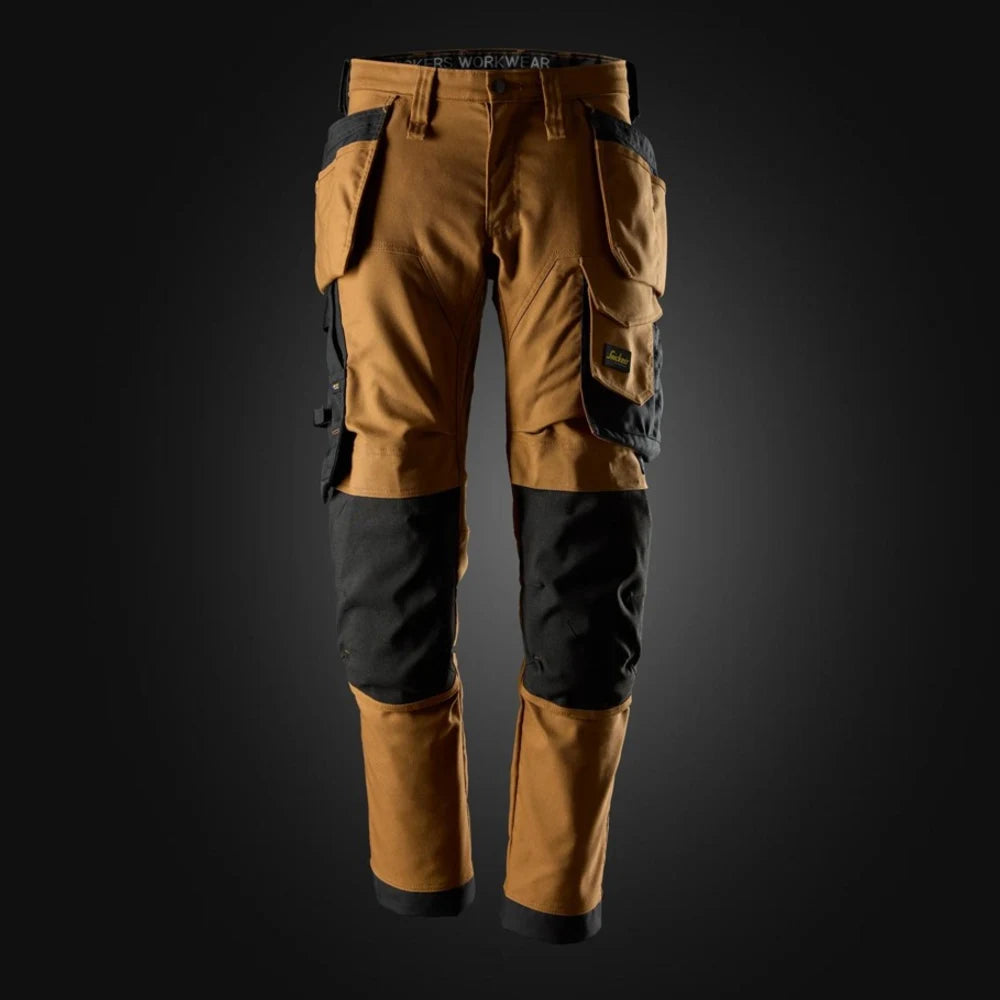 Snickers 6244 Allroundwork Canvas Stretch Werkbroek Met Holsterzakken 1204 Brown Black