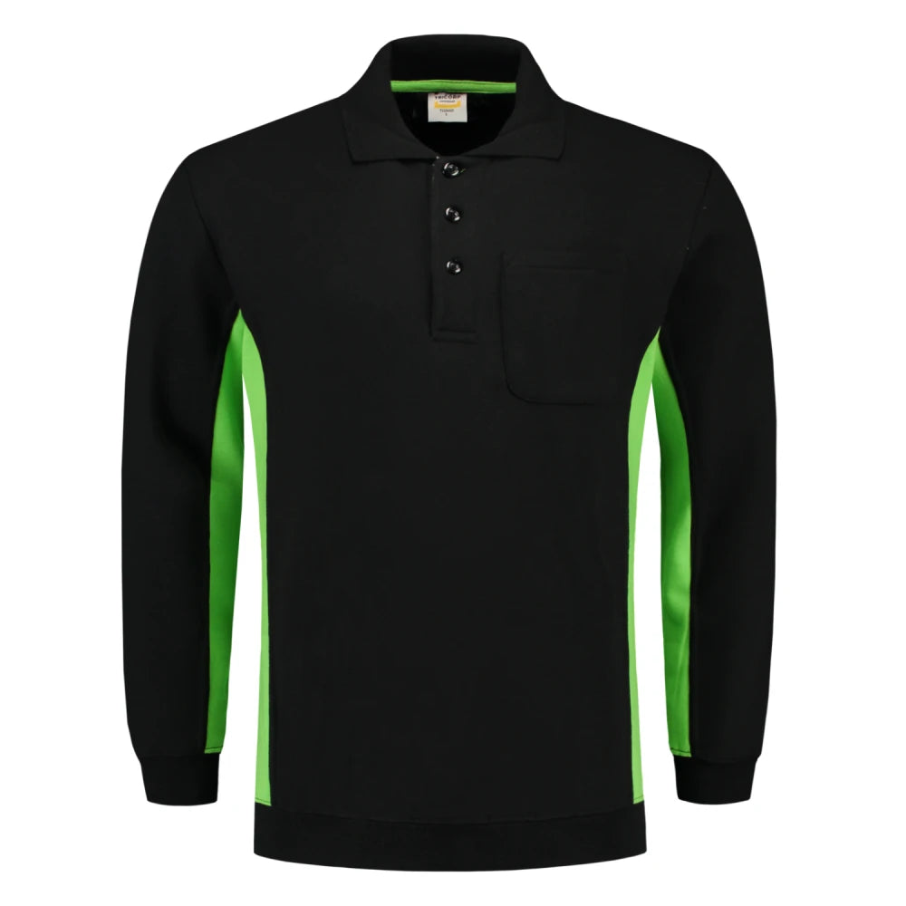 Tricorp 302001 Polosweater Bicolor Borstzak Black Lime