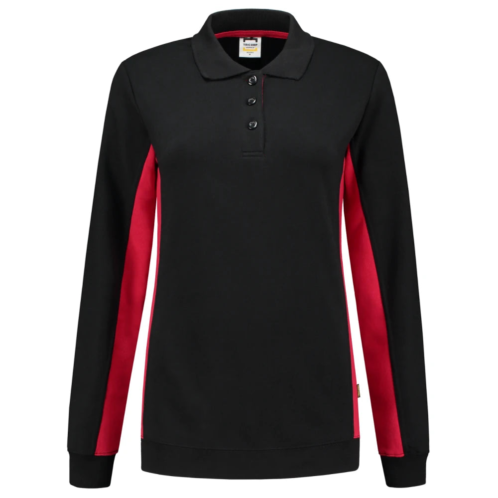 Tricorp 302002 Polosweater Bicolor Dames Black Red
