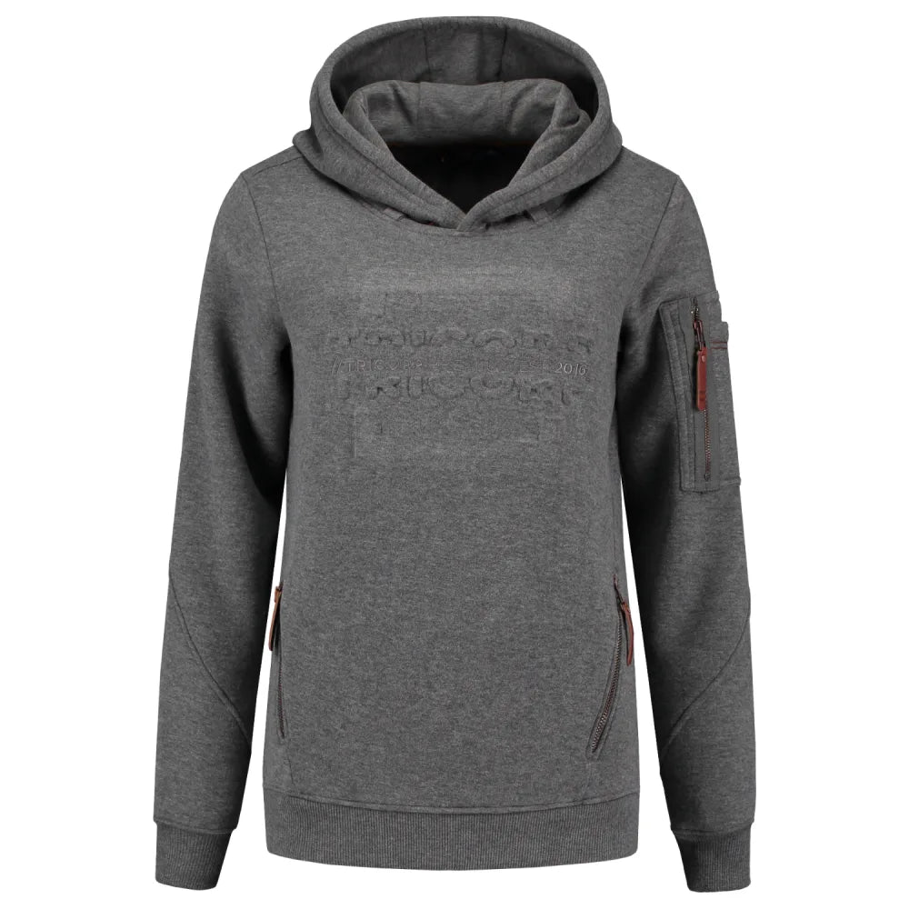 Tricorp 304007 Sweater Premium Capuchon Logo Dames Stone Grey Mel